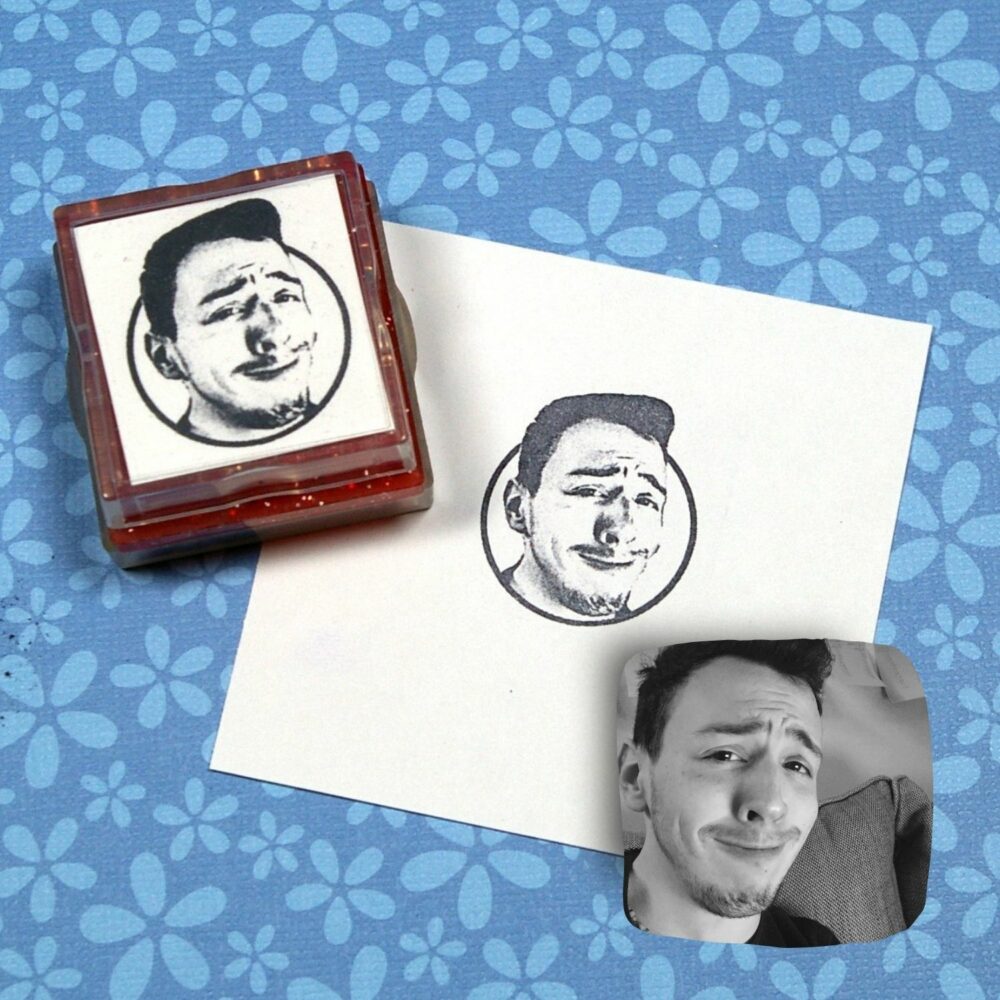 larger than life face rubber stamp