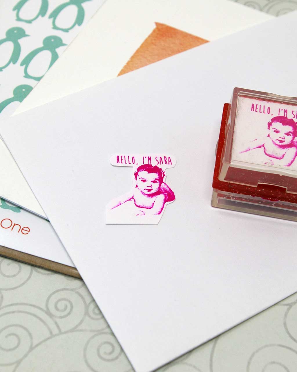 birth announcement rubber stamp