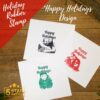 Happy Holidays Rubber Stamp