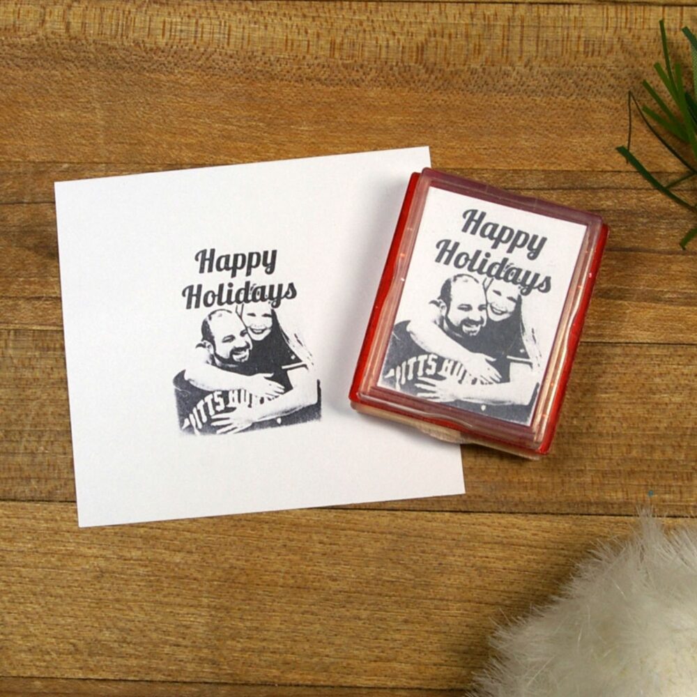 Happy Holidays Rubber Stamp from Photo