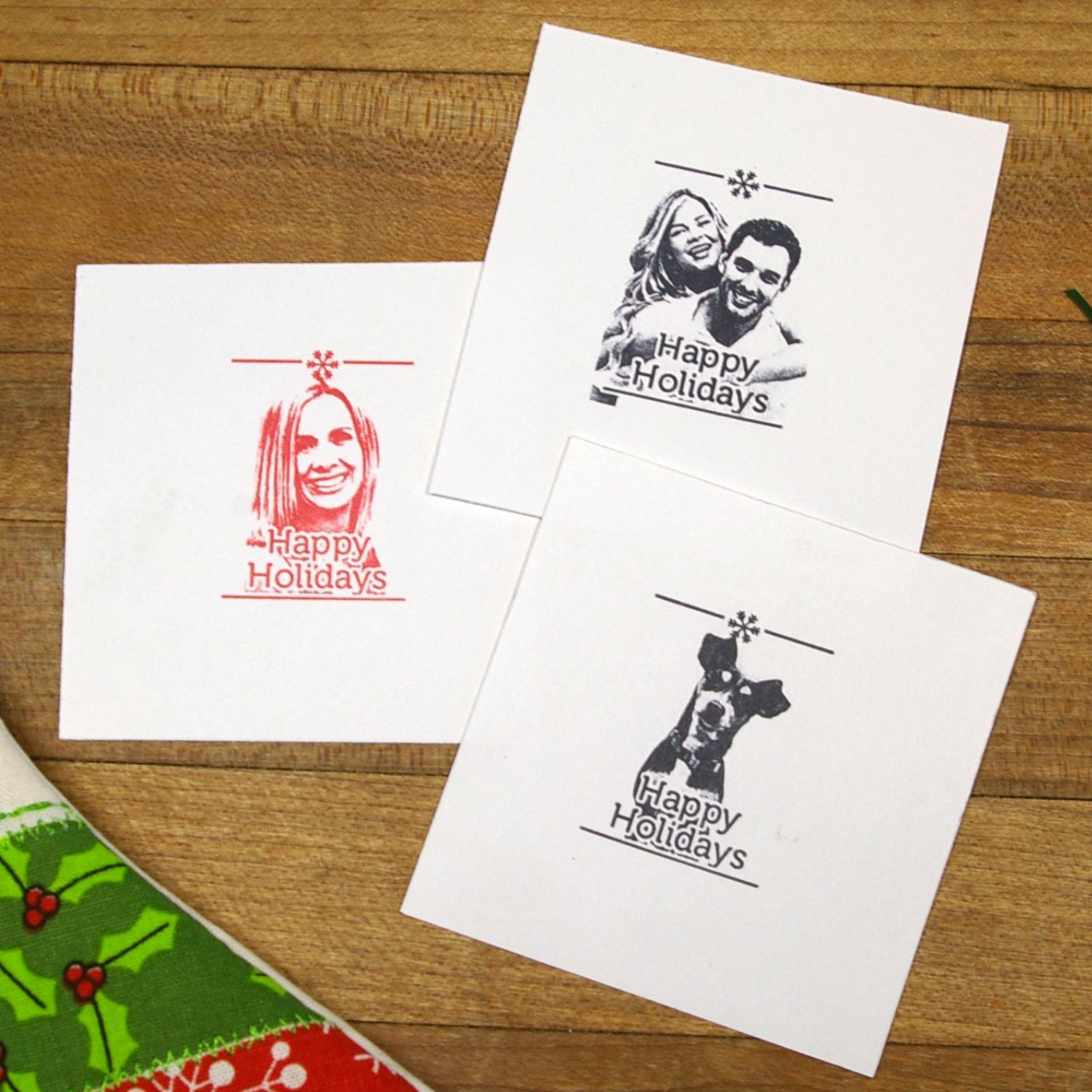 Classy Christmas Card Rubber Stamp