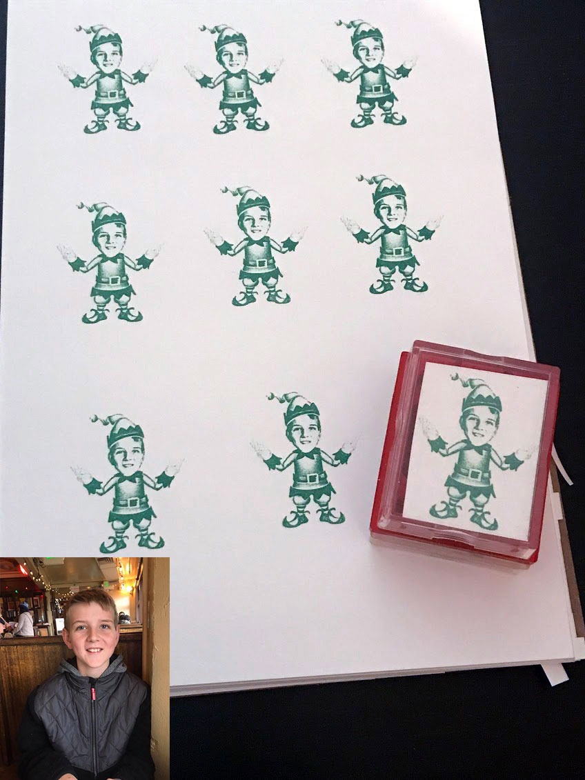 Elf Christmas Rubber Stamp
