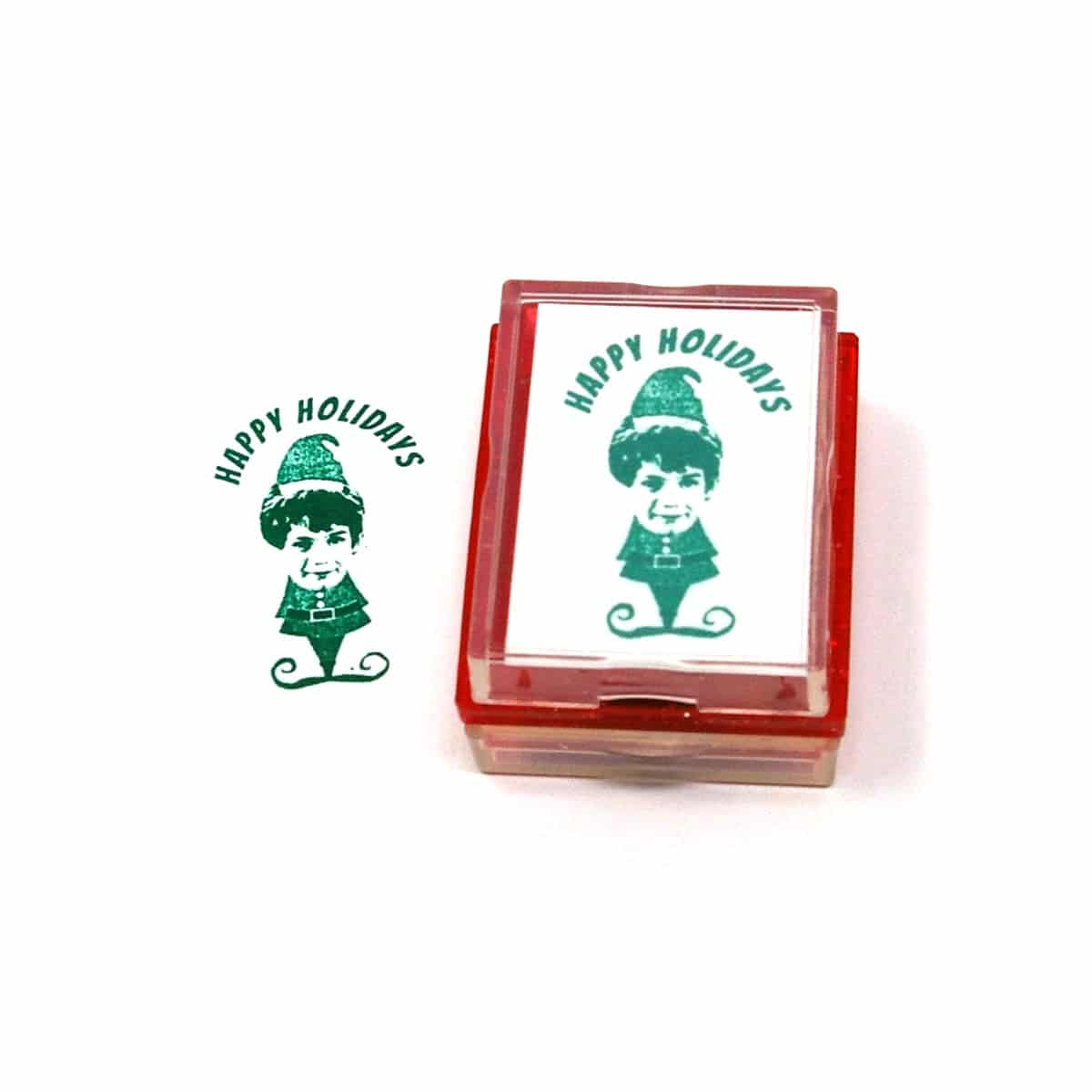 Christmas Card Elf Rubber Stamp