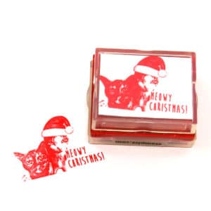 Meowy christmas | christmas card rubber stamp