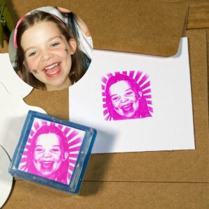 beaming-girl-rubber-stamp